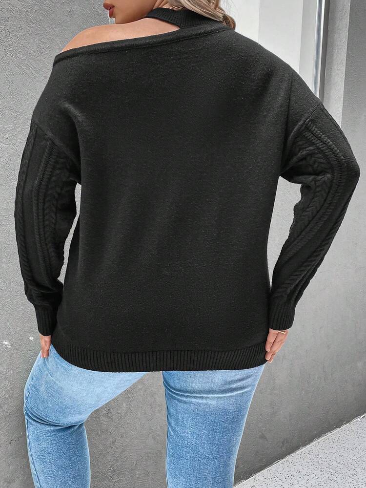Plus Cut Out Drop Shoulder Sweater
