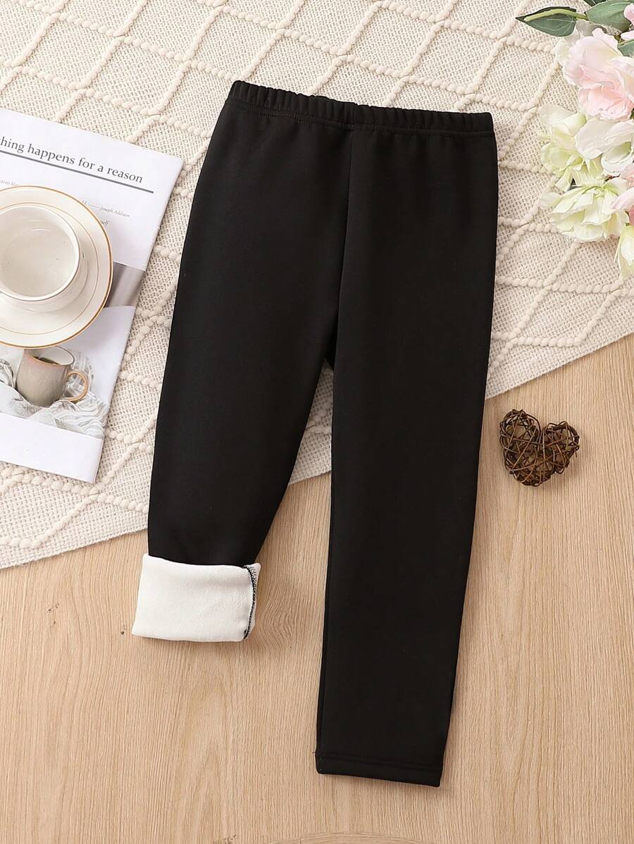 SHEIN Young Girl Solid Thermal Leggings