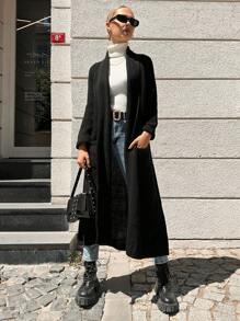 EURMUSE Dual Pocket Raglan Sleeve Duster Cardigan