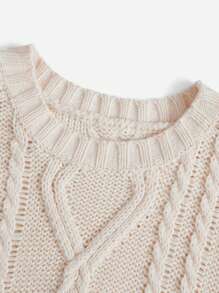 SHEIN MOD Xoắn Dan Áo len vest Không có áo lót - Màu be - Xem 3