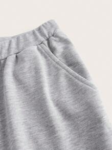 SHEIN EZwear High Waist Ruched Flare Leg Sweatpants - Grey - View 4