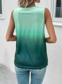SHEIN LUNE Ombre Ripped Tank Top - Green - View 2