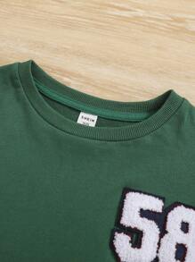 SHEIN Tween Girls' Sporty Casual Knitted Embroidered Sweatshirt And Skirt Set