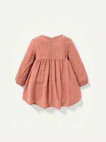 Cozy Pixies Baby Girl Floral Print Smock Dress - Coral Pink - View 2