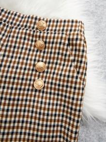 SHEIN Tween Girl Ruffle Trim Tee & Gingham Print Trousers & Hat - Multicolor - View 5