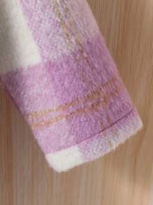 SHEIN Young Girl Plaid Print Flap Detail Button Front Overcoat Without Sweater - Multicolor - View 5