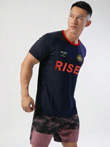 Manfinity Sport Corelite Men Letter Graphic Sports Tee Workout Tops - Black - View 3