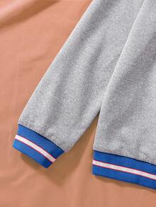 SHEIN 女大童字母圖案條紋飾邊運動衫 - 灰色 - 查看 4