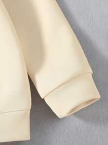 SHEIN Cô Gái Trẻ Đồ họa hoa & khẩu hiệu Áo nỉ - Màu be - Xem 6