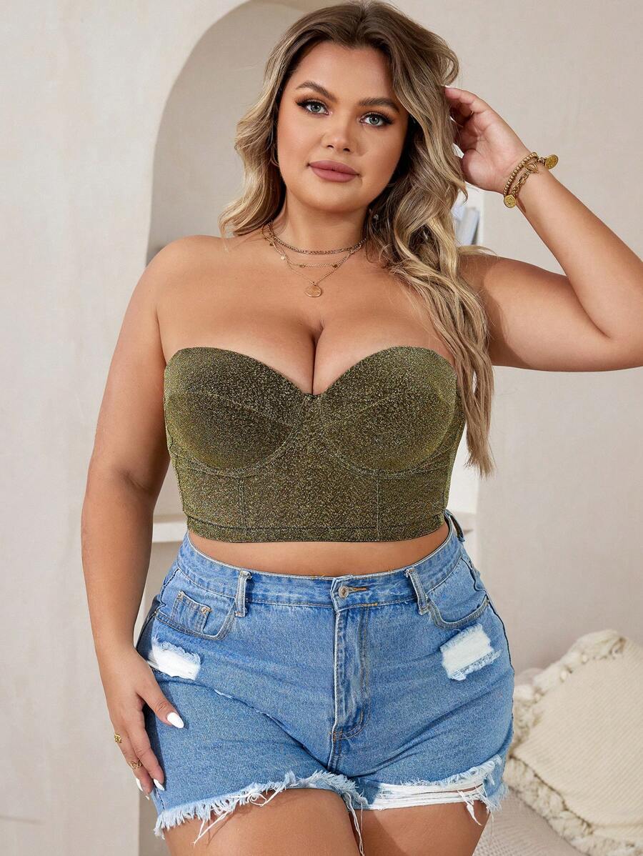 大碼金屬亮絲抹胸鋼圈胸罩