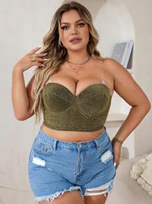 大碼金屬亮絲抹胸鋼圈胸罩