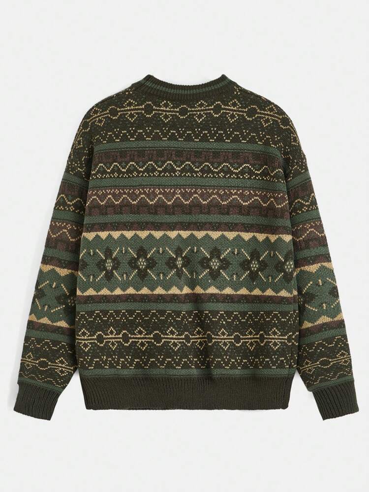 Geo Pattern Drop Shoulder Sweater