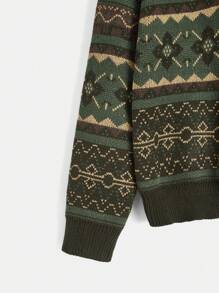 ROMWE Academia Geo Pattern Drop Shoulder Sweater