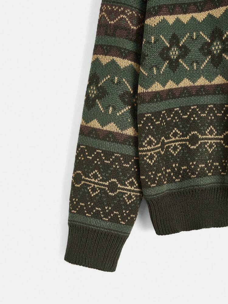 Geo Pattern Drop Shoulder Sweater