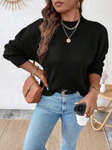 Calvaya Hơn Cổ giả Thả vai Áo len - màu đen - Xem 1