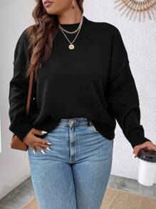 Calvaya Hơn Cổ giả Thả vai Áo len - màu đen - Xem 4