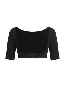 SHAPORA Solid Shapewear Top - Black - View 2