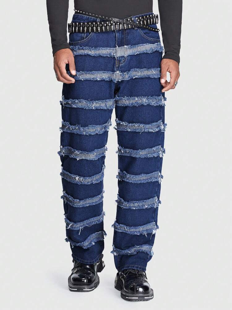 Guys Raw Trim Straight Leg Baggy Jeans