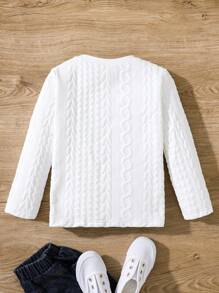 SHEIN Young Boy Casual Versatile Simple Bear Design T-Shirt - White - View 2