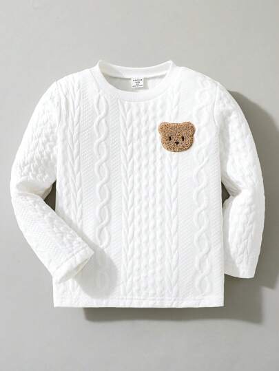 SHEIN Ung pojke, avslappnad och mångsidig, enkel t-shirt med björnmotiv