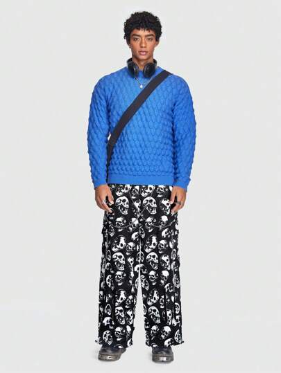 ROMWE Avant Homme Pull Épaule tombante Unicolore