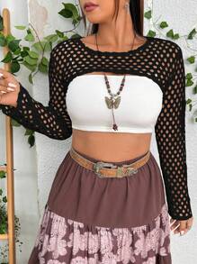 Flirla Hơn Xu hướng: Cắt giảm Siêu Crop Top Không có áo Top Cami - màu đen - Xem 3