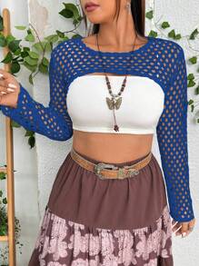 Flirla Hơn Xu hướng: Cắt giảm Siêu Crop Top Không có áo Top Cami - Xanh đậm - Xem 3