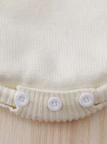 Baby Girl Rainbow Pattern Knit Bodysuit & Hat Without Tee - Beige - View 3