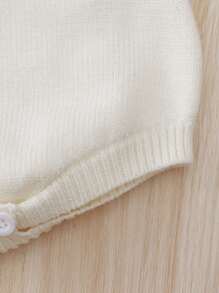 Baby Girl Rainbow Pattern Knit Bodysuit & Hat Without Tee - Beige - View 4