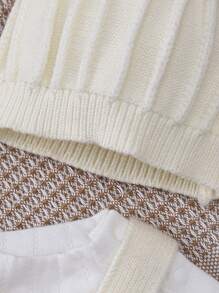 Baby Girl Rainbow Pattern Knit Bodysuit & Hat Without Tee - Beige - View 5