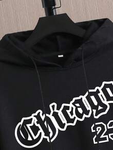 Manfinity LEGND 男士字母圖案連帽衫和運動褲 - 黑色 - 查看 6