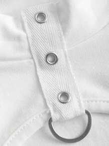 SHEIN ICON Cut Out Front Crop Top With Arm Sleeves - White - View 4