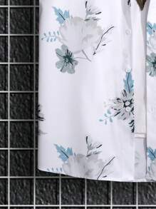 Manfinity RSRT Men Floral Print Shirt & Drawstring Waist Shorts - Blue and White - View 3