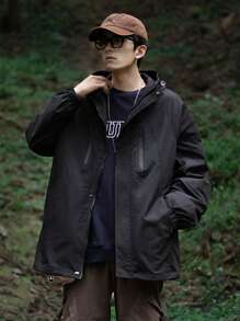 Manfinity Sport Corelite 男款拉鍊連帽運動外套，適合運動穿著 - 黑色 - 查看 7