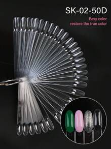 50pcs Clear Colors Nail Showing Shelf Color Card Fan Shape Tips Display Sticks Gel Polish Practice Swatch Color Chart
