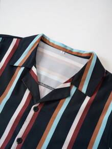 Áo sơ mi Nam Nút phía trước Sọc Giải trí - màu đen - Xem 5