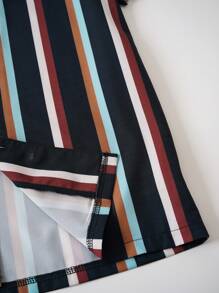 Áo sơ mi Nam Nút phía trước Sọc Giải trí - màu đen - Xem 7