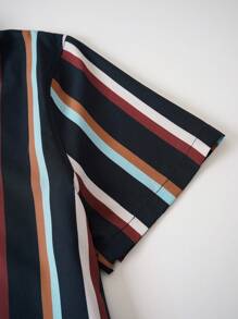 Áo sơ mi Nam Nút phía trước Sọc Giải trí - màu đen - Xem 8