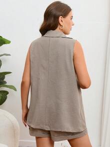 SHEIN Essnce 大碼雙色格子馬甲西裝外套&短褲