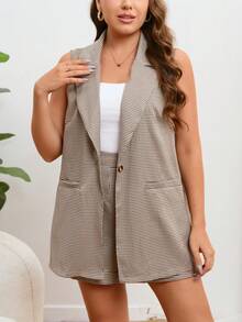 SHEIN Essnce 大碼雙色格子馬甲西裝外套&短褲