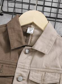 SHEIN Tween Boy Two Tone Denim Jacket Without Tee - Multicolor - View 4