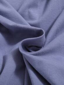 SHEIN Teen Girl Coconut Tree & Letter Graphic Tee - Blue - View 5