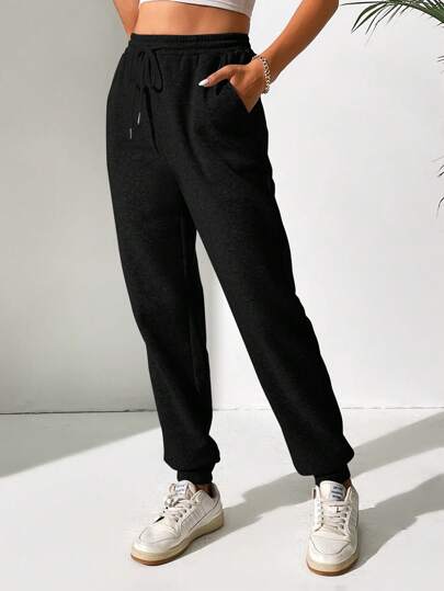 SHEIN Tall Drawstring Waist Slant Pocket Sweatpants Graduation,Back To School Outfits,Graduation,Teacher Outfits For Women,Back To School