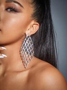 SHEIN SXY 水鑽裝飾耳墜 - 金色 - 查看 1