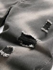 Men Letter Patched Ripped Jeans - Black - View 5
