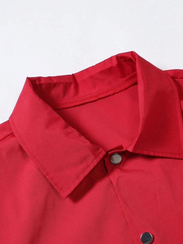 Loose-Fit Men's Letter Graphic Striped Trim Jacket