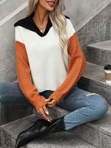 SHEIN Unity Colorblock Drop Shoulder Sweater Knit Pullover Fall Winter Outfit