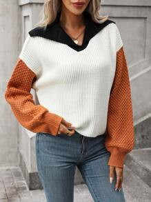 SHEIN Unity Colorblock Drop Shoulder Sweater Knit Pullover Fall Winter Outfit