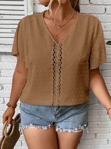 Calvaya Plus Blouse Point Suisse En Dentelle - Nude - Voir 1