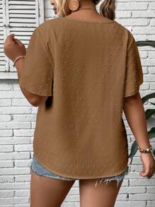 Calvaya Plus Blouse Point Suisse En Dentelle - Nude - Voir 2